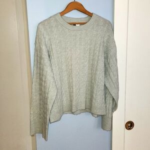 Oversized Mint Cable Knit Sweater